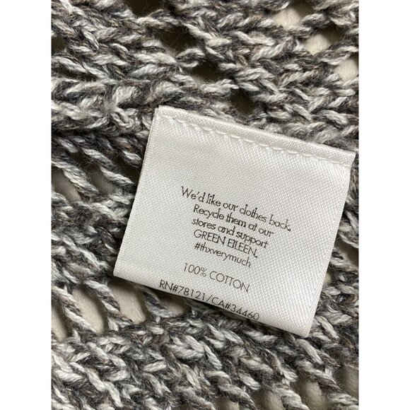 Eileen Fisher Open Knit Cardigan Sweater Size Large Gray Cotton Lightweight - Picture 4 of 16
